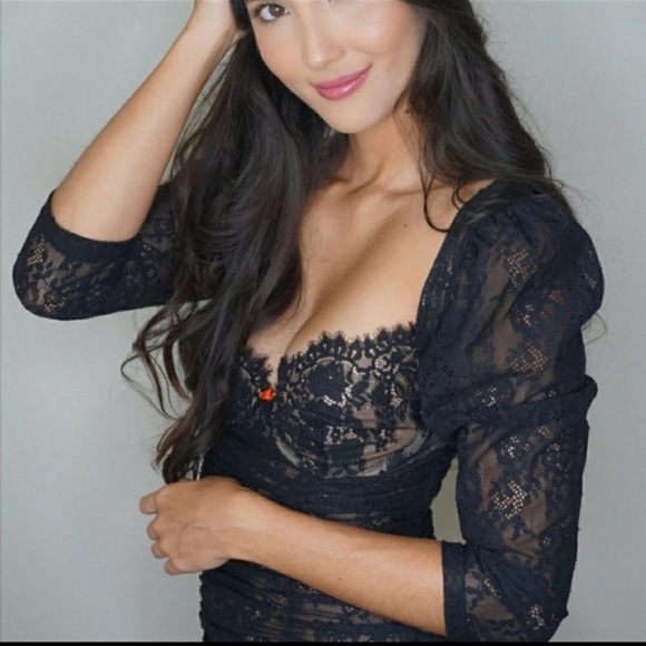 🍋For Love and Lemons Harlow Lace Slip Mini Dress - Picture 1 of 16